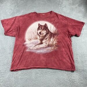 Vintage The Mountain Shirt Men 3XL Red Lone Wolf Snow Prairie Grass 90s Crewneck